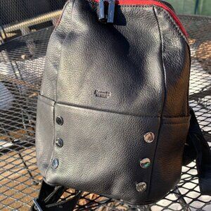 EUC HAMMITT HUNTER MEDIUM BACKPACK - BLACK/GUNMETAL W/ RED ZIPPER
